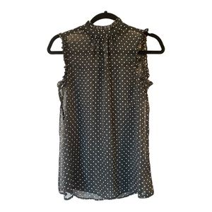 Who What Wear women’s sleeveless sheer blouse with ruffle collar  size XS